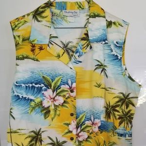 Vintage Authentic Ladies Hawaiian Shirt-Sleeveless